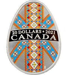 Canada 20 dollars 2021, PROOF, "Traditional Ukrainian Pysanka" silver coin