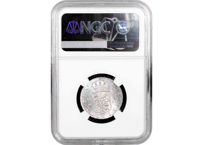 Spain 2 reales 1826 M AJ, NGC MS63, "King Ferdinand VII (1813 - 1833)"