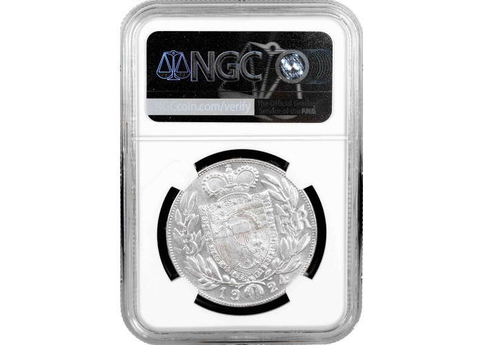 Liechtenstein 5 francs 1924, NGC UNC Det., "Prince Johann II (1858 - 1929)"