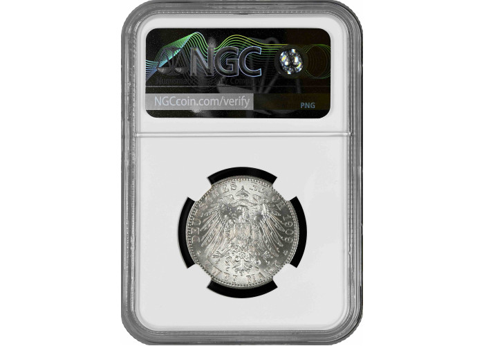 Sachsen 2 Mark 1909, NGC MS64, "500 Jahre Universität Leipzig" Silbermünze