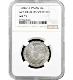 Mecklenburg-Schwerin 2 mark 1904 A, NGC MS63, "Wedding of Friedrich Franz IV"