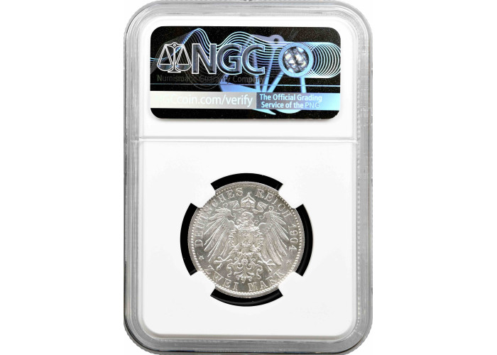 Mecklenburg-Schwerin 2 mark 1904 A, NGC MS63, "Wedding of Friedrich Franz IV"