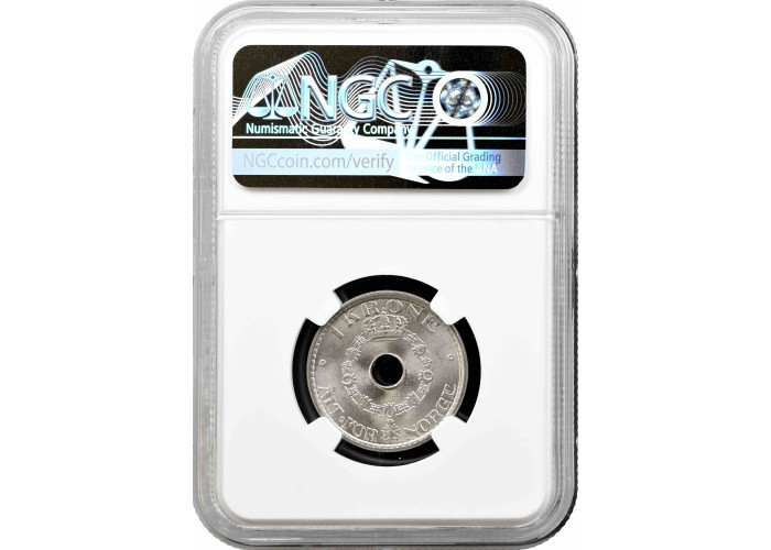 Норвегия 1 крона 1949 г., NGC MS65, "Король Хокон VII (1906 - 1957)"
