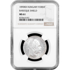 Hungary 1 forint 1890 KB, NGC MS61, "Emperor Franz Joseph I (1848 - 1916)"