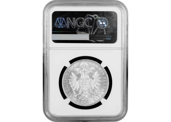 Austria 1 vereinsthaler 1858 A, NGC MS61, "Emperor Franz Joseph I (1848 - 1916)"