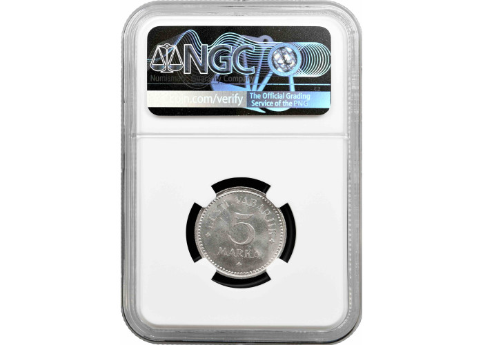 Эстония 5 марок 1922 г., NGC MS62, "1ая Республика (Марка) (1922 - 1927)"