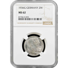 Germany - Third Reich 2 reichsmark 1936 G, NGC MS62, "Nazi Germany (1933-1945)"