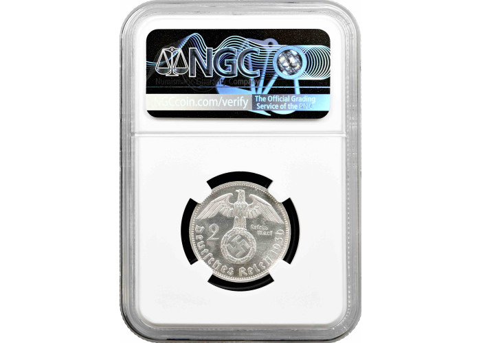 Deutschland 2 Reichsmark 1936 G, NGC MS62, "Nazi Deutschland (1933 - 1945)"