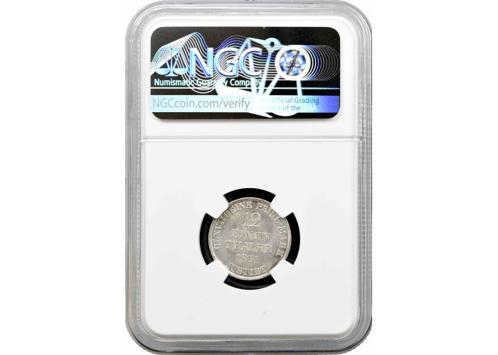Hannover 1/12 thaler 1851 B, NGC MS64, "King Ernst August I (1837 - 1851)"