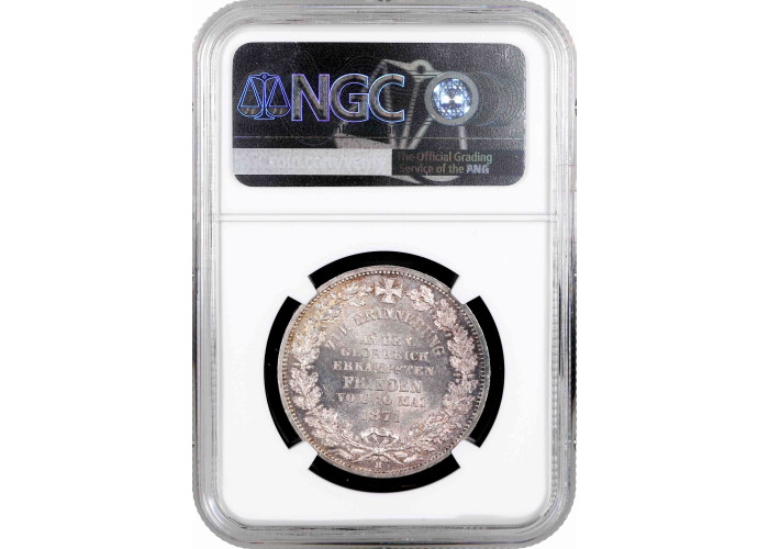 Bremen 1 thaler 1871 B, NGC MS64, "Victory Over France" silver coin