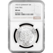 Deutschland 5 Reichsmark 1931 D, NGC MS66, "Weimarer Republik (1924 - 1938)"