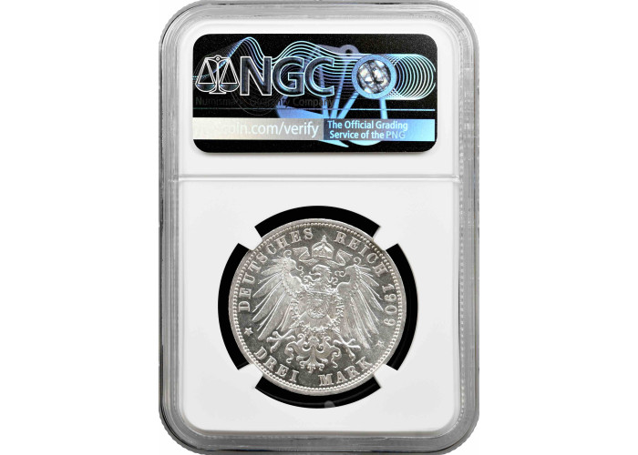 Шварцбург-Зондерсгаузен 3 марки 1909 г. A, NGC MS62, "Смерть Карла Гюнтера"