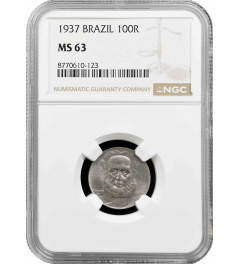 Brazil 100 reis 1937, NGC MS63, "First Republic (1889 - 1942)"