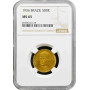 Brazil 500 reis 1936, NGC MS65, "Diogo Antonio Feijo (1784 - 1843)"
