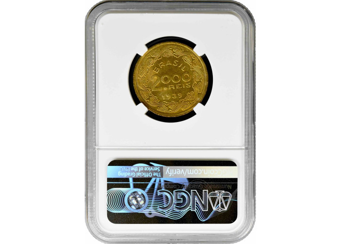 Brazil 2000 reis 1939, NGC MS64, "Floriano Peixoto (1839 - 1895)"