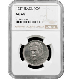 Brazil 400 reis 1937, NGC MS64, "Oswaldo Goncalves Cruz (1872 - 1917)"