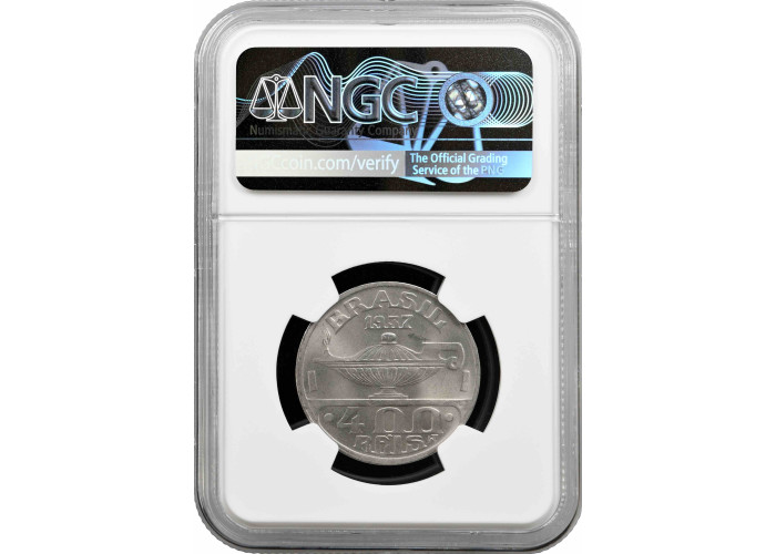 Brazil 400 reis 1937, NGC MS64, "Oswaldo Goncalves Cruz (1872 - 1917)"
