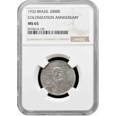 Бразилия 2000 рейсов 1932 г., NGC MS65, "400 лет колонизации Бразилии"