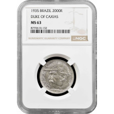 Бразилия 2000 рейсов 1935 г., NGC MS63, "Первая Республика (1889 - 1942)"