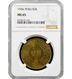 Peru 1 sol 1956, NGC MS65, "República del Perú (1918 - 1985)" Top Pop 1/0