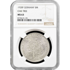 Deutschland 5 Reichsmark 1928 F, NGC MS63, "Weimarer Republik (1924 - 1938)"