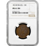 Brazil 10 reis 1824 R, NGC MS61 BN, "Emperor Peter I (1822 - 1831)" Pop 1/1
