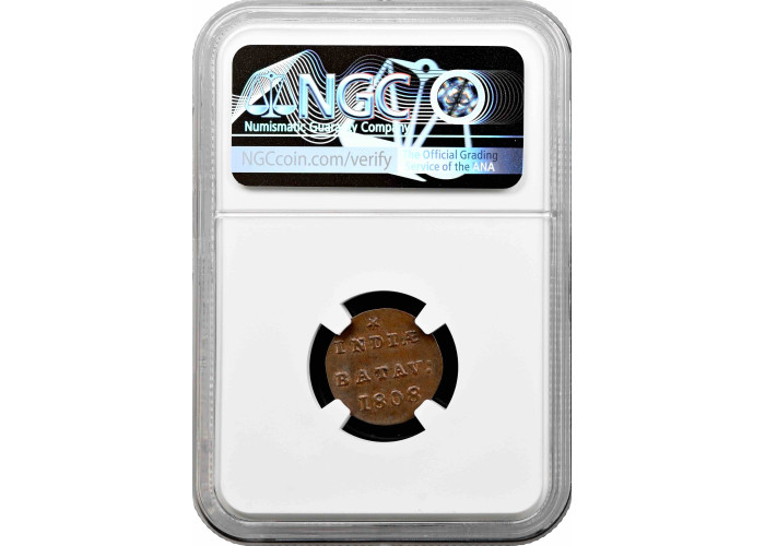 Netherlands East Indies 1/2 duit 1808, NGC MS63 BN, "Batavian Rep. (1800-1806)"