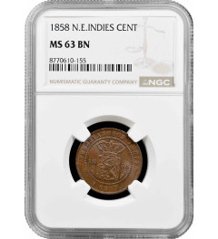 Netherlands East Indies 1 cent 1858, NGC MS63 BN, "Colony (1826 - 1945)"
