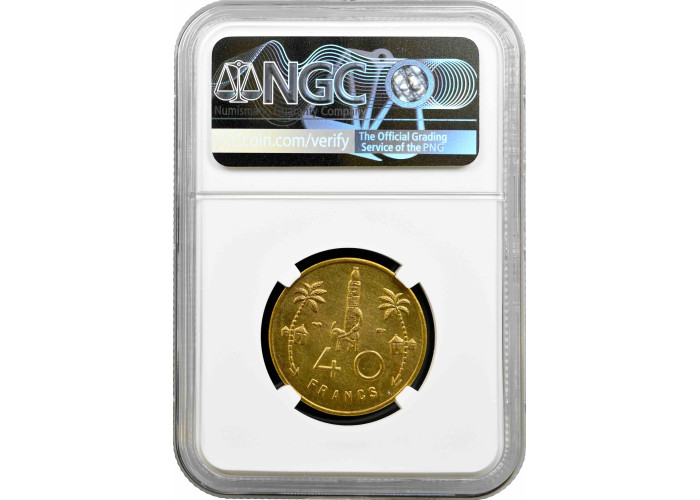 Französisch-Äquatorialafrika 40 Francs 1958, NGC MS65, „Französische Union (1946 - 1958)“