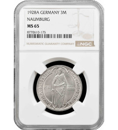 Weimar Republic 3 reichsmark 1928 A, NGC MS65, "900th Anniversary of Naumburg"