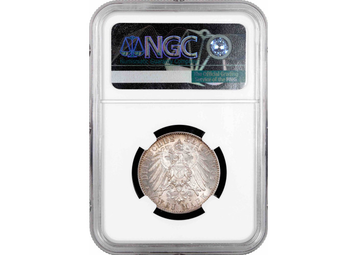 Saxony 2 mark 1902 E, NGC MS66, "Death of Albert of Saxony" silver coin