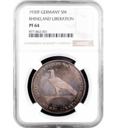 Weimar Republic 5 reichsmark 1930 F, NGC PF64, "Liberation of Rhineland"
