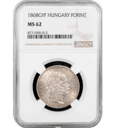 Hungary 1 forint 1868 GYF, NGC MS62, "Emperor Franz Joseph I (1848 - 1916)"