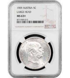 Austria 5 corona 1909, NGC MS63+, "Emperor Franz Joseph I (1848 - 1916)"