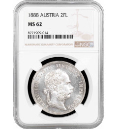 Austria 2 florin 1888, NGC MS62, "Emperor Franz Joseph I (1848 - 1916)"