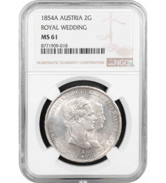 Austria 2 gulden 1854, NGC MS61, "Wedding of Franz Joseph and Sissi"