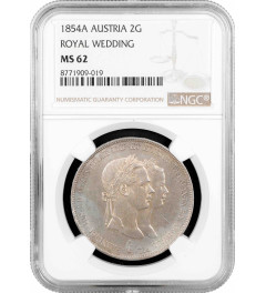 Austria 2 gulden 1854, NGC MS62, "Wedding of Franz Joseph and Sissi"