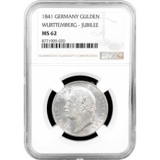 Вюртемберг 1 гульден 1841 г., NGC MS62, "Король Вильгельм I (1816 - 1864)"
