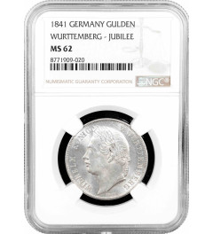 Wurttemberg 1 gulden 1841, NGC MS62, "King William I (1816 - 1864)"