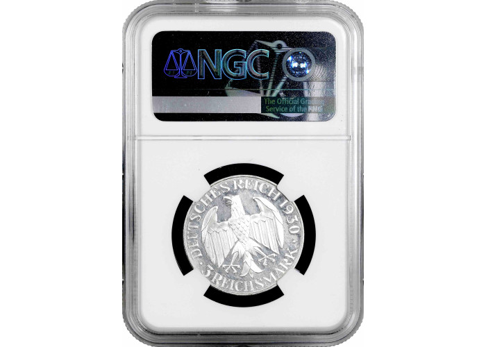 Weimar Republic 3 reichsmark 1930 F, NGC PF63 CAM, "Flight of the Graf Zeppelin"