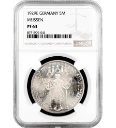 Weimar Republic 5 reichsmark 1929 E, NGC PR63, "1000th Anniversary of Meissen"