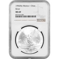 Mexiko 1 Onza 1996 Mo, NGC MS69, "Silberbullionmünze "Libertad"