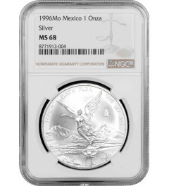 Mexico 1 onza 1996 Mo, NGC MS68, "Silver Bullion Coinage "Libertad"