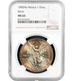 Mexico 1 onza 1985 Mo, NGC MS65, "Silver Bullion Coinage "Liberty" PATINATED