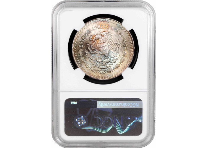 Mexico 1 onza 1985 Mo, NGC MS65, "Silver Bullion Coinage "Liberty" PATINATED