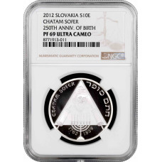 Slovakia 10 euro 2012, NGC PF69 UC, "250th Anniv. - Birth of Chatam Sofer"