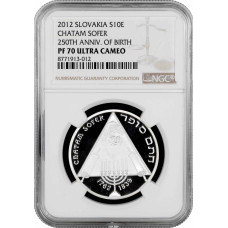 Slovakia 10 euro 2012, NGC PF70 UC, "250th Anniv. - Birth of Chatam Sofer"