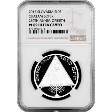 Slovakia 10 euro 2012, NGC PF69 UC, "250th Anniv. - Birth of Chatam Sofer"