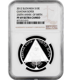 Slovakia 10 euro 2012, NGC PF69 UC, "250th Anniv. - Birth of Chatam Sofer"