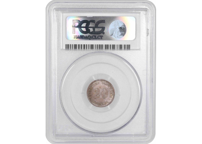 Germany 20 pfennig 1876 D, PCGS MS64, "German Empire (1871 - 1922)"